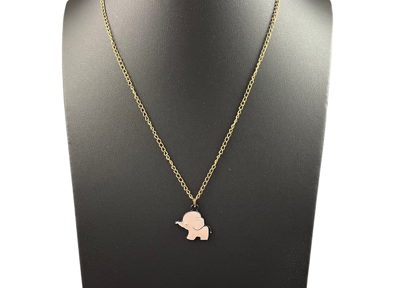 (Final Sale) Animal Charm Necklaces Girl Olly 21 Pink Elephant O/S 