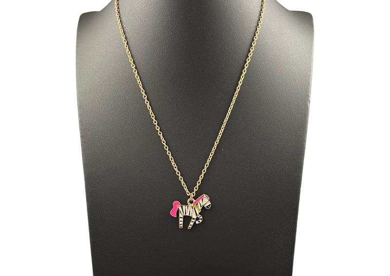 (Final Sale) Animal Charm Necklaces Girl Olly 03 Zebra O/S 