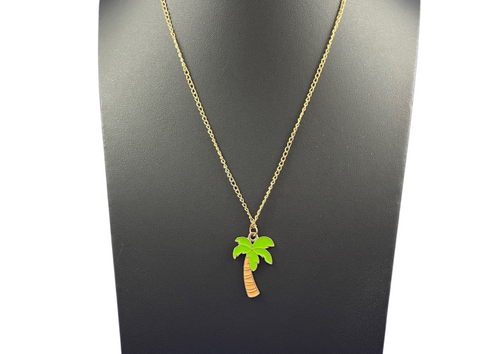 (Final Sale) Palm Tree Charm Necklaces Girl Olly   